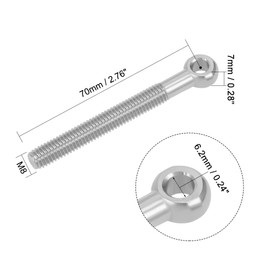 sourcing map M8 x 70mm Machinery Shoulder Swing Lifting Eye Bolt 304 Stainless Steel 2pcs