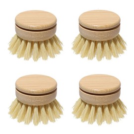 Wooden Washing Up Brush, 4PCS Replacement Brush Heads for Eco Dish Brush, Eco Bamboo Dish Brush, Natural Dish Brush, Kitchen Eco Bamboo Scrubber Brushes for Washing and Cleaning