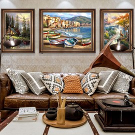 Cukol Cross Stitch Embroidery Kits Pre-Printed Set Adults, Sea Embroidery Templates Embroidery Pictures Pre-Printed Cross Stitch Embroidery Kit for Embroidery Starter Set for Adults Children