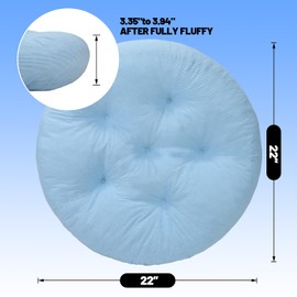 YUNLUYE Meditation Floor Pillow Set of 2, Round Large Pillows Seating for Adults, Tufted Corduroy Cushion for Tatami Living Room, 22x22 Inch FP-Lblue-R