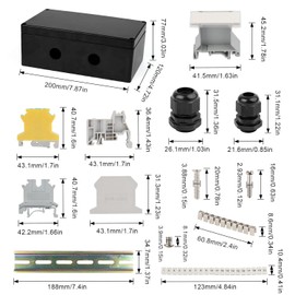 Waterproof Junction Box Black IP66, 200 x 120 x 75 mm, Surface-Mounted DEANKEJI 2 in 3 Out Plastic Junction Box - with DIN Rail, UK 2.5, Terminal Kit, Distribution Box Surface-Mounted