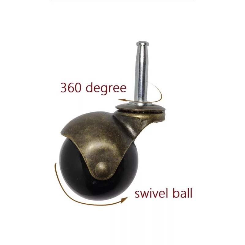 Elegent Upholstery 2" Inch black Ball Casters with Wood Stem