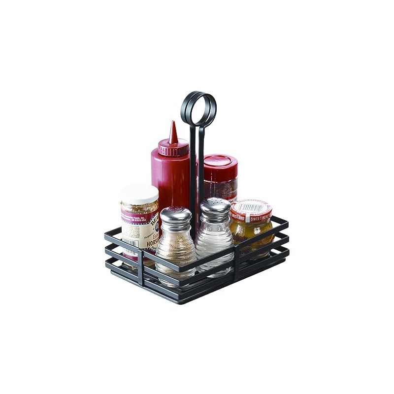 American Metalcraft FWC68 Rectangular Wrought Iron Condiment Rack Basket with