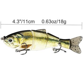 Proaovao Fishing Lures Multi Jointed Fish Fishing Kits Slow Sinking Lifelike Swimbait Freshwater Saltwater Crankbaits for Bass Trout Bass Lures (G418-4.3'' 0.63oz)