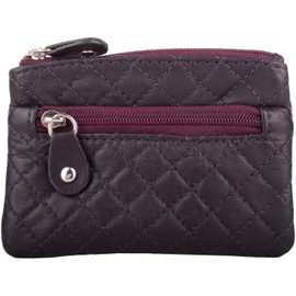Woments Soft Leather Quilted Detail Money/Coin Purse/Holder - Purple