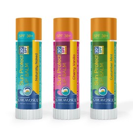 STREAM 2 SEA Set De Bálsamo Labial Orgánico Spf 30, Reef Safe Cereza Vainilla, Naturalmente Desnudo Y Pepino Menta, Hidratante  Protector Solar...    
