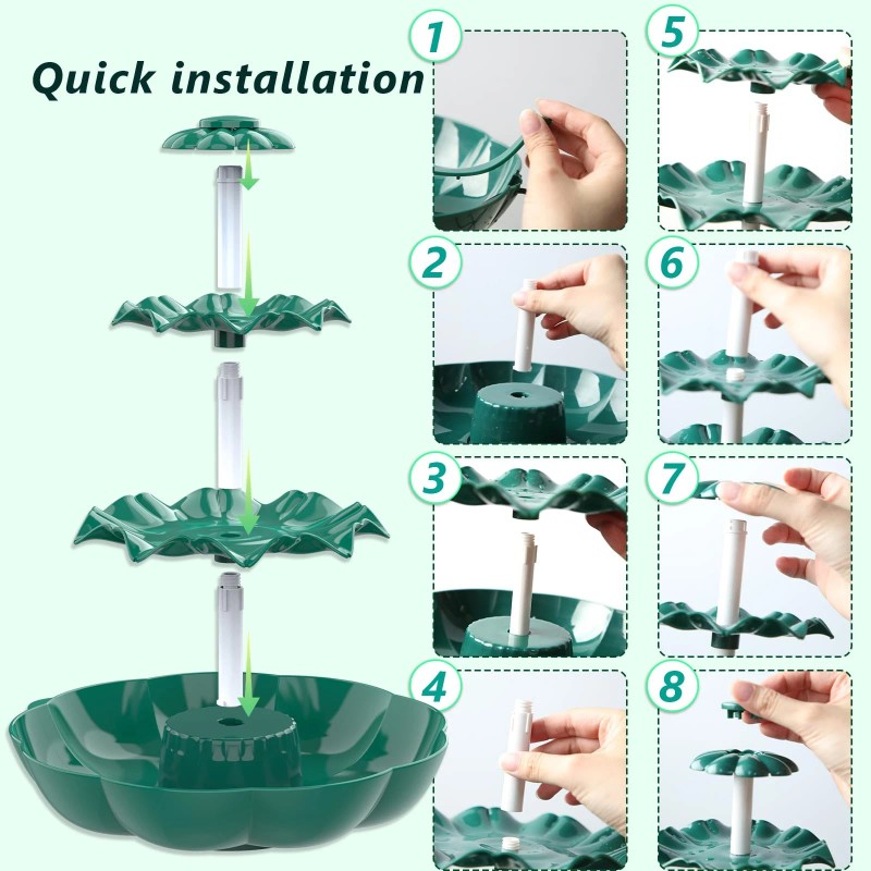 3 Tiered Birdbath Solar Fountain, 6.5W Solar Water Fountain with