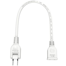 FUMITAKE Extension Cord, Short, 0.3 m (0.3 m), White Extension Cord, 1 Outdoor, Travel, Outdoor Power Supply, 125 V, 15 A, Swing Plug, Soft Type, Power Expansion, RoHS Compliant, Work, Home, Tracking,