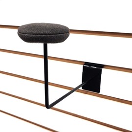 Slatwall Single Hat Display, Millinery Headwear Display Rack with Foam Pad - Black - 5 Pack