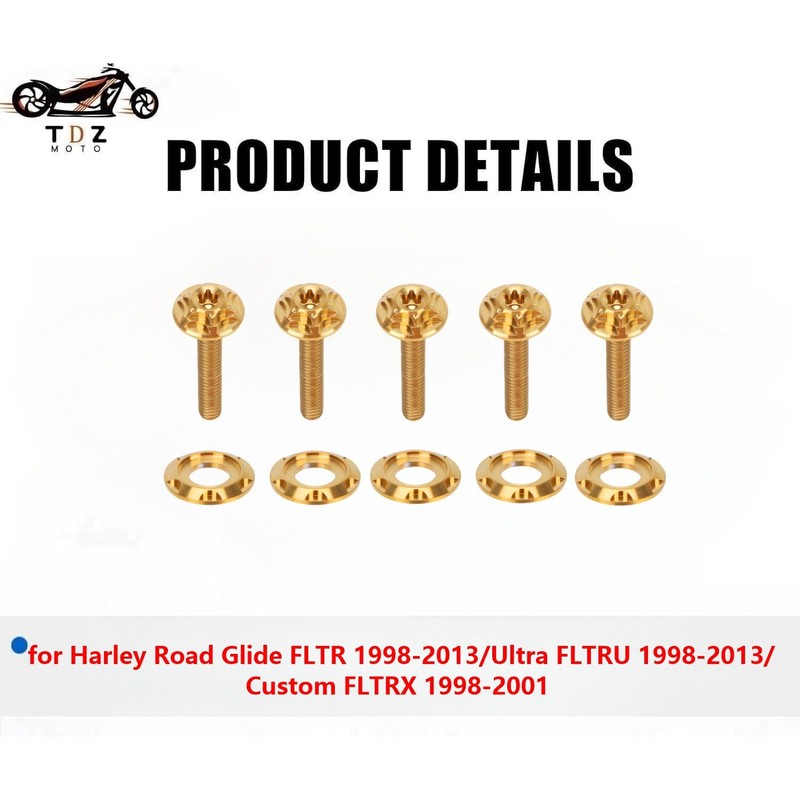 TDZ Gold Titanium Windshield Bolts, Windscreen Screws, Fairing Bolts for