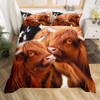 Highland Cattle Couple Duvet Cover Set Twin,Cow Fur Bedding Set