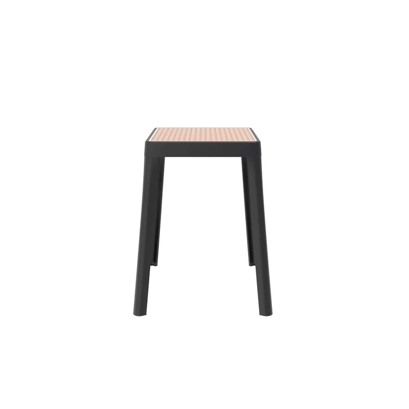 LeisureMod Tresse Stackable Square Plastic Dining Stool with Wicker Top