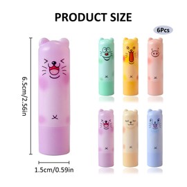 Lippenbalsam, 6 Stück, 100 % natürlich, feuchtigkeitsspendend, reparierend, niedlicher Lippenbalsam, Schutz, Schönheitsgeschenk-Set für Mädchen und Kinder (B)