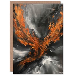 Artery8 Firebird Phoenix Abstract Flame Wings Birthday Card
