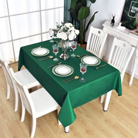 KAIPHO Green Square Tablecloth Waterproof Stain Resistant Wrinkle Free Table Cloth 210GSM Polyester Wipeable Table Cover for Party, Banquet, Indoor and Outdoor - Rectangle/Rectangular, 60 x 60 inch
