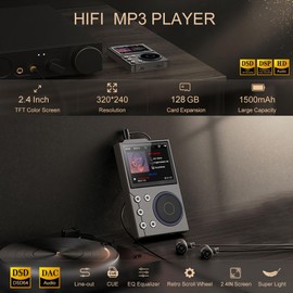 16GB HiFi MP3 Player with Bluetooth, 2.4 Inch Lossless DSD FLAC Player, 750mAh Digital Audio Music Player with ALPS Scroll Control, for Sports Running