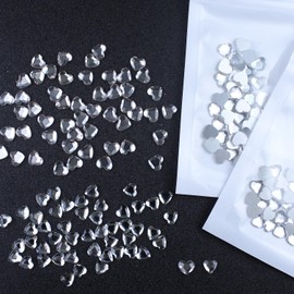 150Pcs Nail Gems, Multi Shapes Crystal White Rhinestones for Nails, Flatback Nail Art Rhinestones, Nail Charms and Diamonds for Nail Art Design Decoration (Heart)