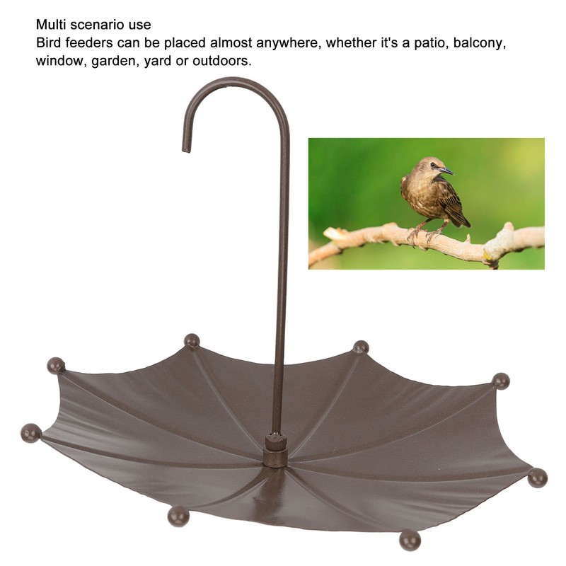 Umbrella Shaped Bird Trough Metal Hanging Bird Feeder Tray Metal