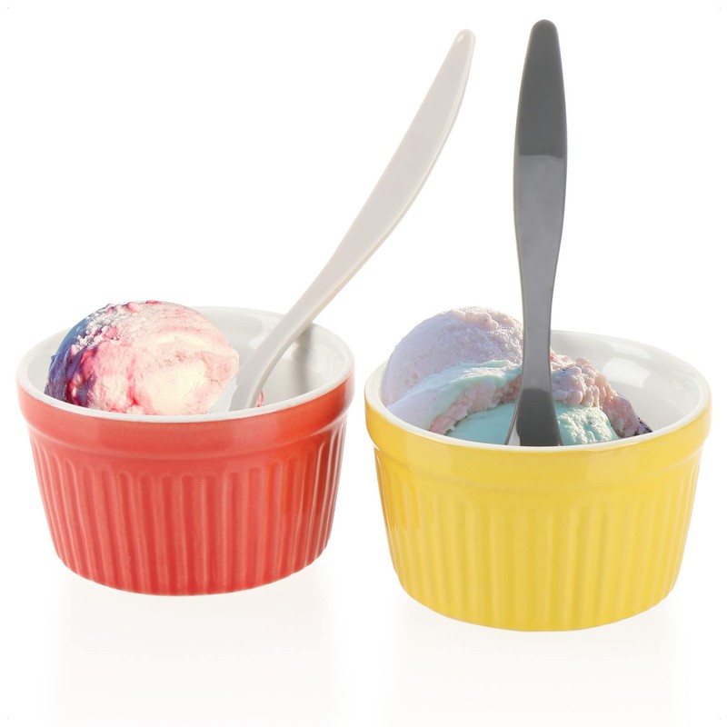 com-four® 24 x Plastic Egg Spoons - Reusable Dessert Spoons