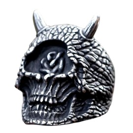 ZMY Home Horns Skull Ring - One-Eyed Demon Skull Desgin Fashion Stainless Steel Jewelry (9)