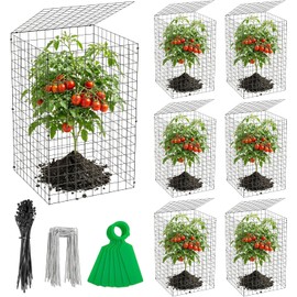 Adnee 7 Pack Wire Plant Protector with Cover-20x12x12 Inch Detachable Square Wire Cages to Prevent Animals-Metal Garden Plant Protector Cages for Protecting Plants Vegetables Flowers