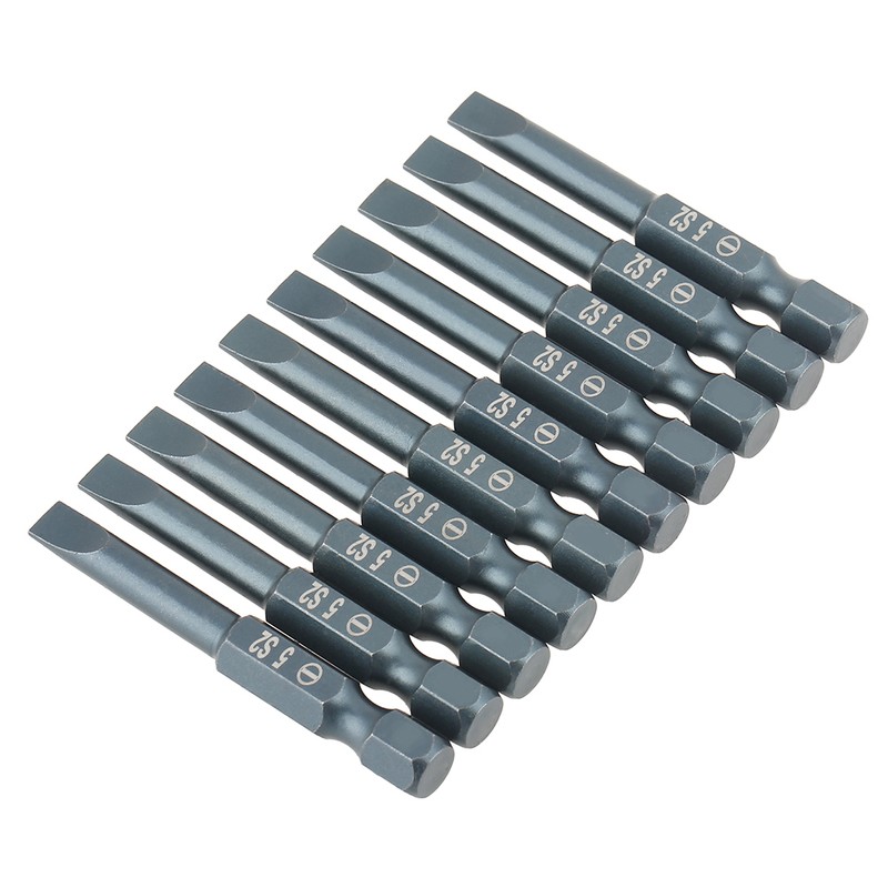 10pcs 1/4inch Hex Shank 50mm S2 Alloy Steel Slotted Screwdriver