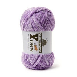 Plush Chenille Chunky Yarn - Fluffy Velvet Yarn Crochet for Blanket Knitting and Crocheting - Soft Baby Yarn for Crocheting - Amigurumi Crochet Yarn 100g (87yds) (Pale Purple)