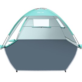Glymnis Beach Tent Sun Shelter for 3 Person with UPF 50+ UV Protection, Lightweight & Easy Setup Beach Shade Canopy with Vent Windows & Zippered Door - Green