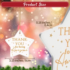 Sieral 10 Pcs Thank You Gift Christmas Tree Star Hanging Ornament Ceramic Inspirational Employee Appreciation Gift Thank You for Being Awesome Gift for Friend Coworker Staff Team Vet Thanksgiving