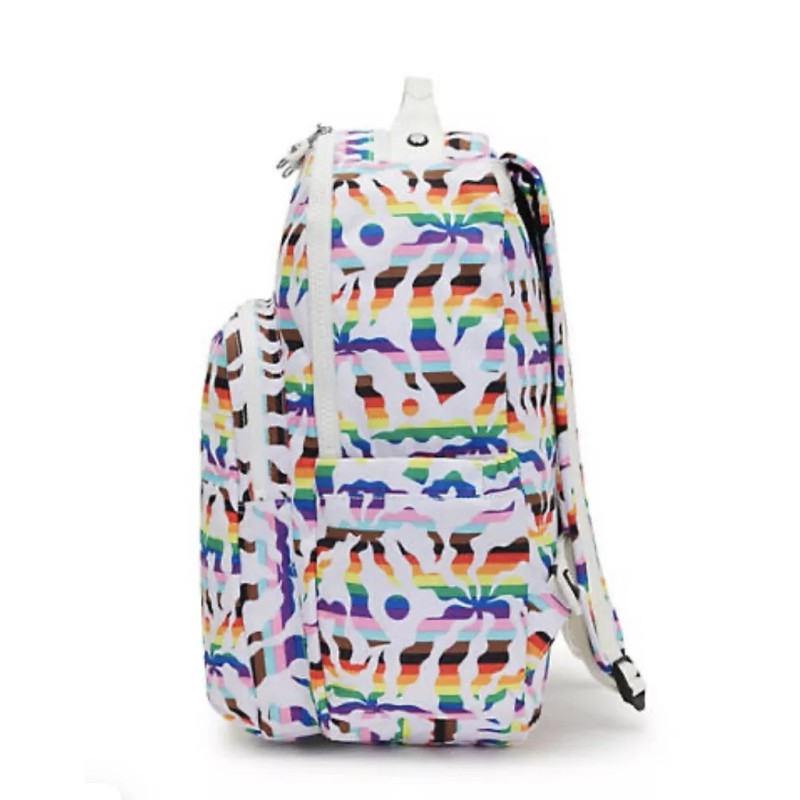 Kipling Seoul Large Printed 15" Laptop Backpack White Multicolor Pride