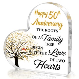 SUEHHYY 50th Anniversary Wedding Gifts for Couple Parents, Acrylic Heart Sign Decorations, 50 Year Anniversary Presents Gifts Idea for Her Him