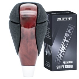 SHIFTIN Piano Black Carbon Fiber Gear Shift Knob Stick Shifter for Lexus ES300h ES350 GS300 GS350 GS430 GS450h GS460 is-F IS250 IS300 IS350 LS460 LS600h RX350 RX450h (Black Leather/Walnut Wood)