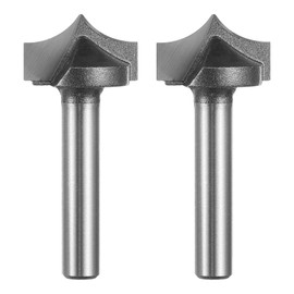 sourcing map 2pcs Point Cutting Roundover Router Bit 3/8" Radius 1/4" Shank 3/4" Cutting Diameter 2 Flute Round Over CNC Router Bit for 2D and 3D Carving Woodworking Engraving Tool