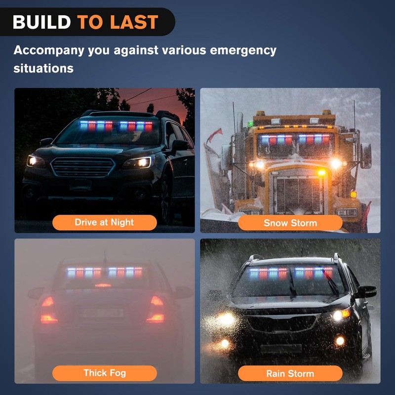 Nilight 32LED Red Blue Emergency Dash Strobe Lights with Controller