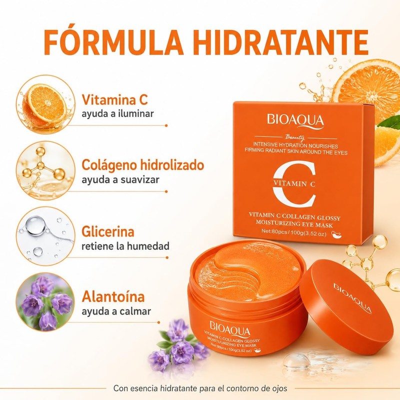 BIOAQUA Parches de Hidrogel para Ojos con Vitamina C y