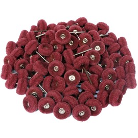 100pcs 1" Abrasive Wheel Buffing Polishing Wheel Set for Rotary Tool, with 2.35mm Shaft for Rust Removal Deburring Metal Polishing Red 320#