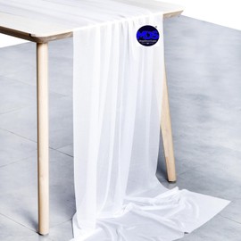 MDS 25 Pack 10ft Chiffon Table Runner 29 x 120 Inches Sheer Wedding Runner Romantic Rustic Table Runner for Wedding Decorations, Birthday Parties, Bridal Shower Party Arch Decor - White
