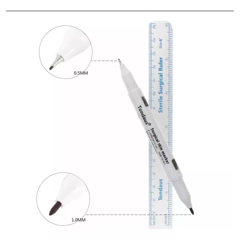 Miss Rose Microblading, Marcador Quirurgico. Regla Incluida. Plumon