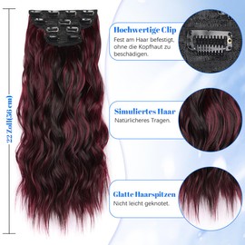 JIAMEISI Clip in Extensions, 4 Stück 56cm Vollkopf Lange Gewellte Haarextension, Synthetik lockige Clip-In Haarverlängerung, Dickes Natürliches Weiches Haarteil für Frauen Mädchen 200g (#118/4)