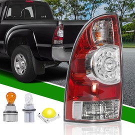GSPSCN Driver Side LED Lens Tail Light Compatible With 2015-2005 Toyota Tacoma Pickup Left Rear Taillight Brake Signal Assembly w/Bulbs and Harness Replaces TO2800177, 8156004160