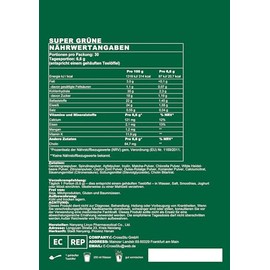 Grüne Entgiftungspulver 200g Superfood Pulver,Greens Pflanzenpulver mit Matcha, Gerstengras, Spirulina & Heidelbeeren,Reich an Ballaststoffen & Mikronährstoffen,Vegan – Täglicher Energie Helfer