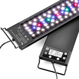 AQQA Aquarium Light,Multi-Function Fish Tank Led Light 24/7 DIY Auto On Off + Night Mode + Day Mode + Full Spectrum + 7 Colors,Adjustable Brightness Waterproof with Timer for Freshwater 16W