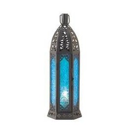 Home Locomotion - Tall Vibrant Blue Candle Lantern (pack of 1 EA)