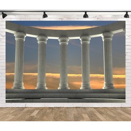 CORFOTO 7x5ft Greek Marble Pillars Backdrop Acropolis Ancient Ruin Site Backdrop Greece Landmark Building Photography Background Ancient Ruins Temple Historical Building Travel Portraits Photo
