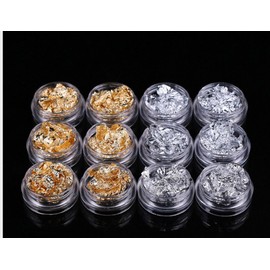 Minejin Nail Art Sequins Gold Silver Paillette Flake Chip Foil Acrylic UV Gel Decal Decor