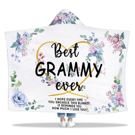 Mothers Day Grammy Gifts, Grammy for Gift from Grandkids Wearable Blanket, Great Grandma Hooded Blanket 47x72 in for Birthday, Grandparents Day, Christmas, New Year Present for Women