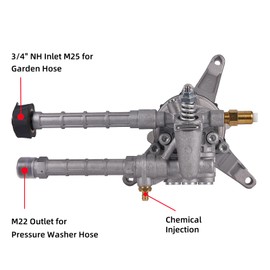 Mikatesi 7/8" Shaft Vertical Pressure Washer Pump with 5 Nozzle 2600-3000 PSI @2.5 GPM OEM & Power Washer Pump For Troy Bilt SRMW22G26-EZ Craftsman AR Front Inlet/Outlet