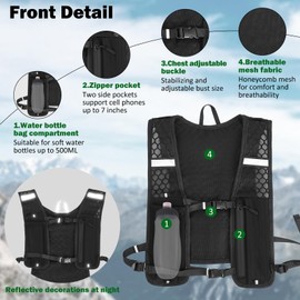 Running Vest for Mens and Women,Running Hydration Vest with 550ml Bottle,Sports Water Vest with Lightweight Reflective Phone Holder for Cycling Hiking