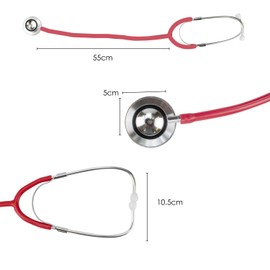 TRIXES Red Stethoscope for Fancy Dress Doctor Costume Accessory and Educational Prop with Diaphragm and Bell Features - One Size - Colour Red & Silver