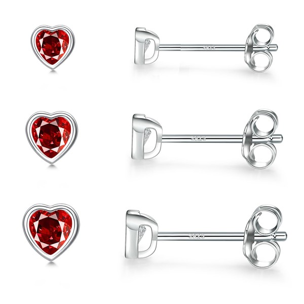 Sterling Silver Stud Earrings for Women Men Girls- Small Heart